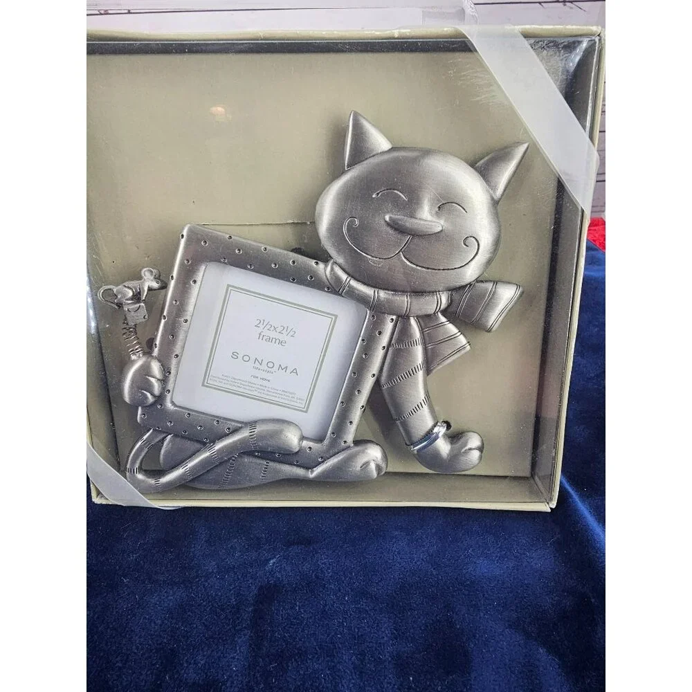 Silver Kitty Frame-Cat Frame-Photo Frame-Sonoma Photo Frame-Mouse- Picture Frame